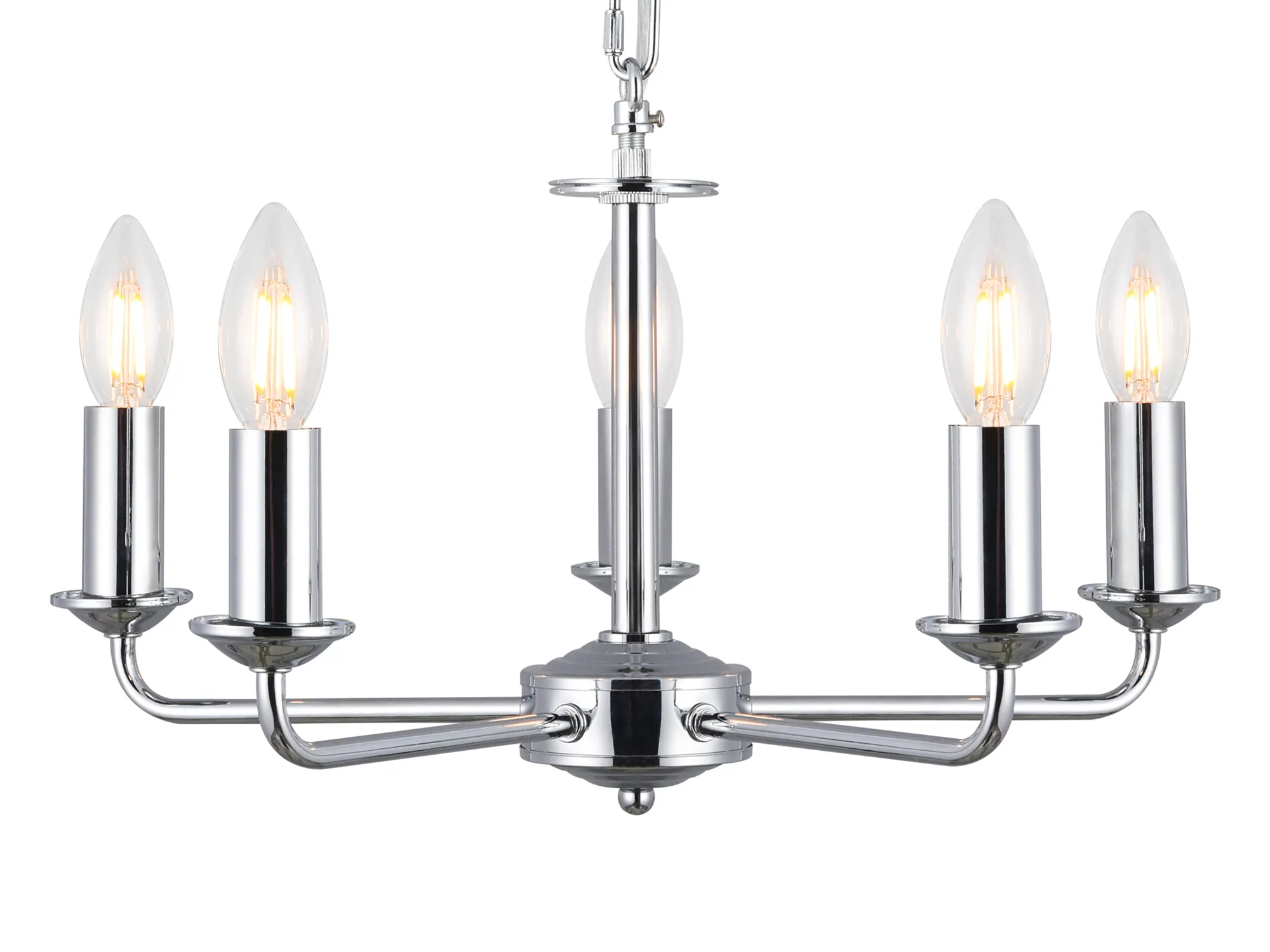 Banyan 60cm 5 Light Pendant Polished Chrome, Nude Beige/Moonlight DK0014  Deco Banyan CH NU